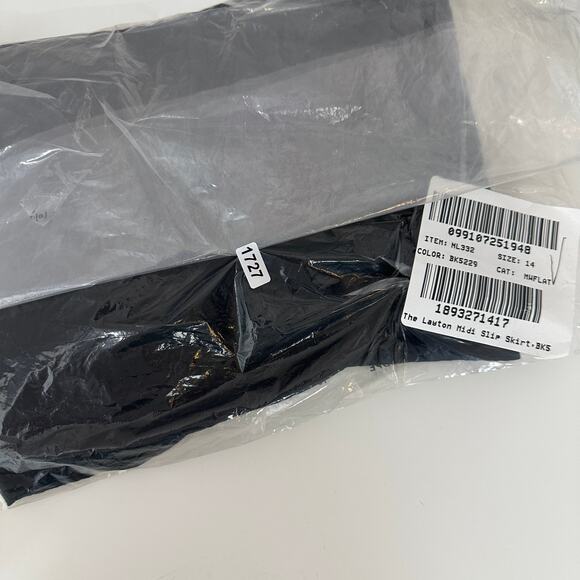 NEW Madewell The Layton Midi Slip Skirt Pull On Viscose Side Slit Black US 14 - Picture 15 of 15